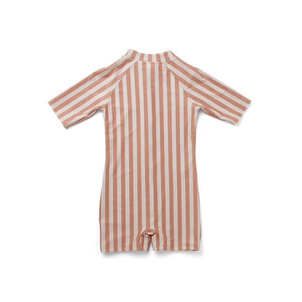 LIEWOOD Combi anti uv Max rayures Rose blush Ecru Happy Libellule