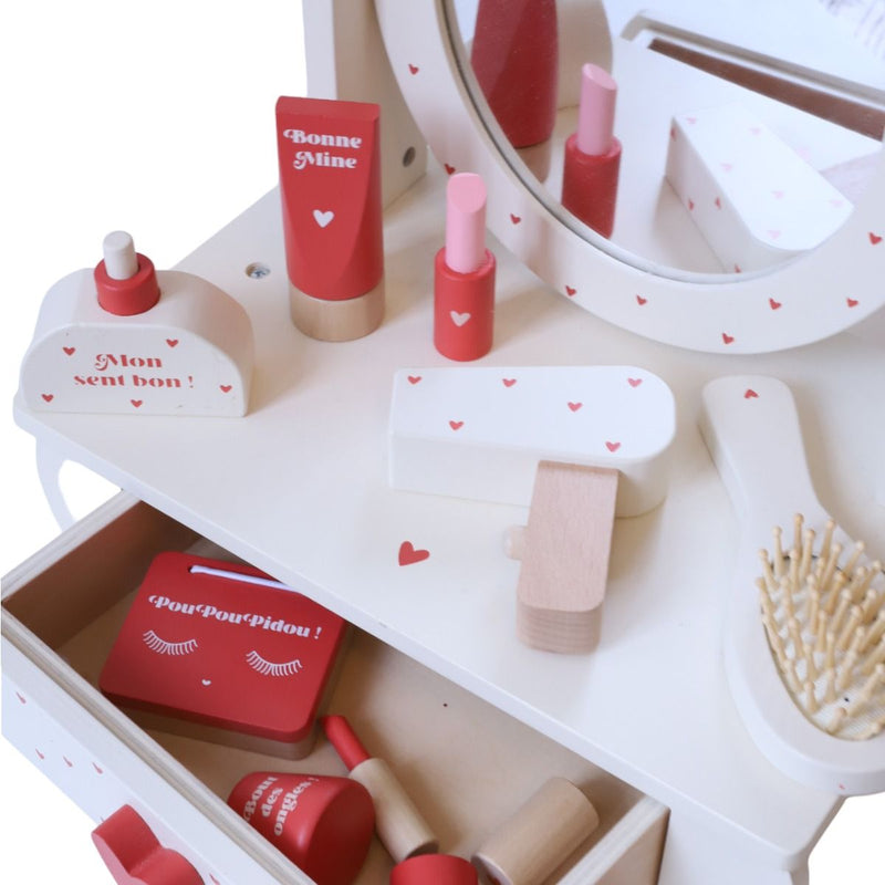 Mini coiffeuse Coeur terracota en bois