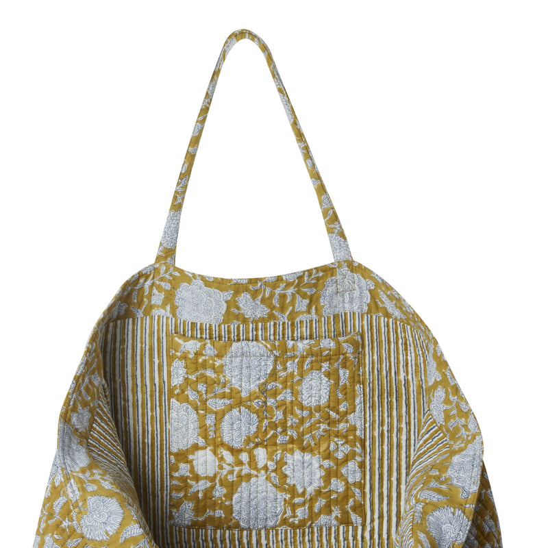 Sac Shopper fleurs ocre