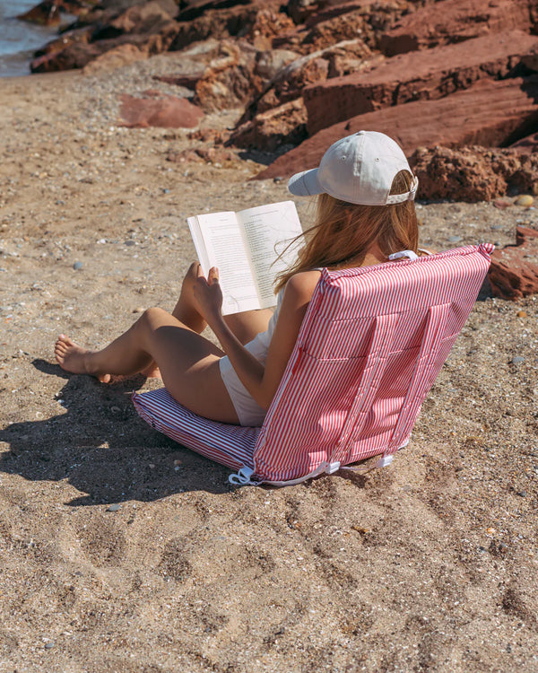 Siège de plage rayé rose