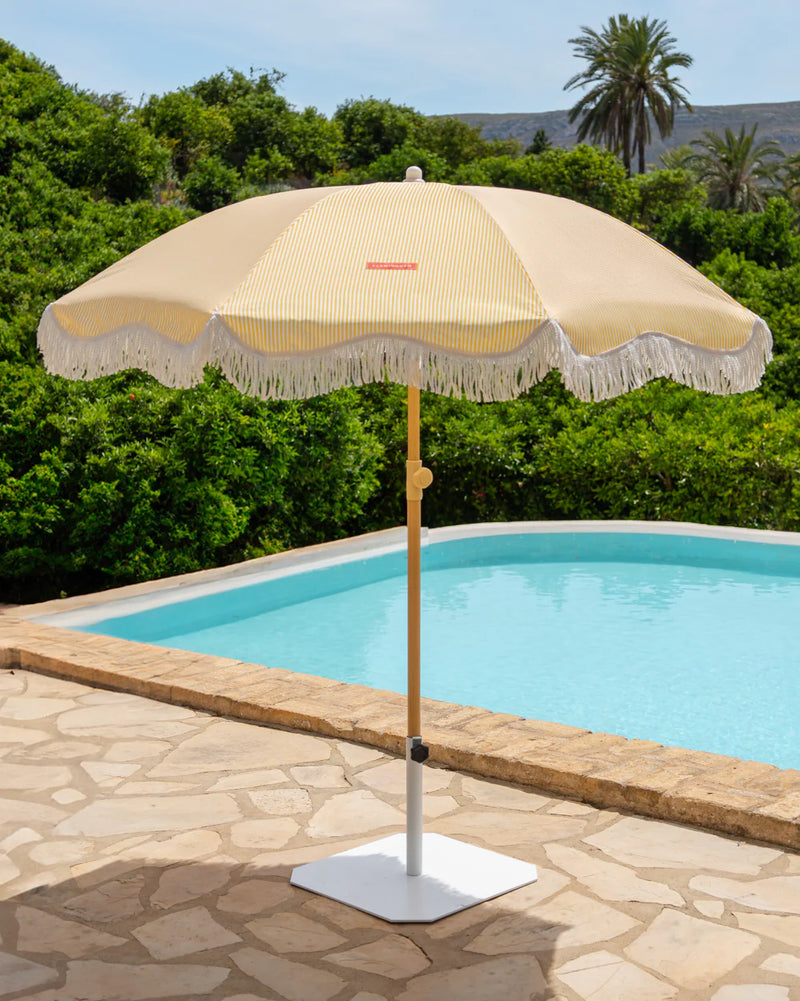 Parasol rayé jaune