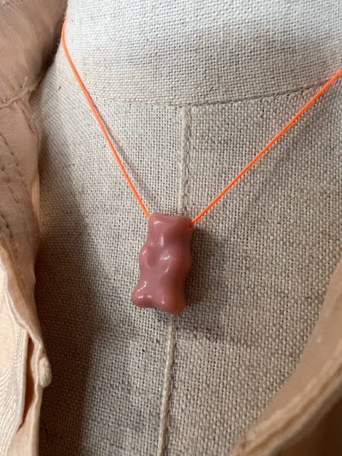 Collier Nounours rose/orange