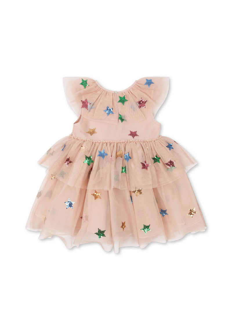 Robe Fairy Rose blush etoiles multicolores