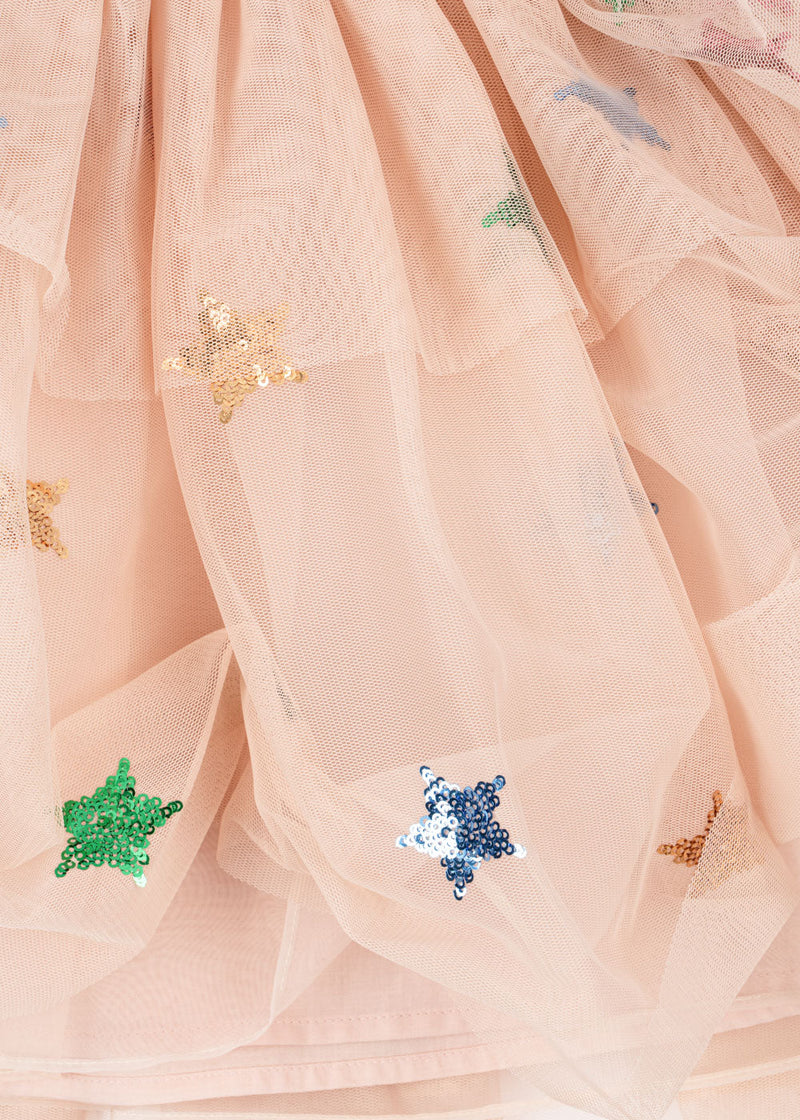 Robe Fairy Rose blush etoiles multicolores