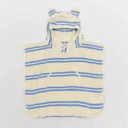 Poncho de bain éponge rayures bleu