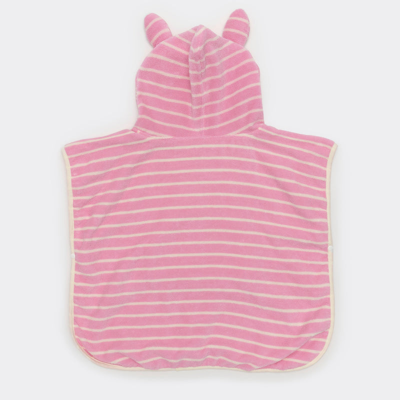 Poncho de bain éponge rayures rose