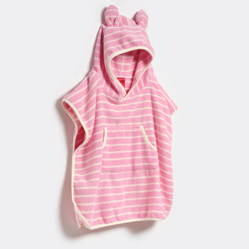 Poncho de bain éponge rayures rose