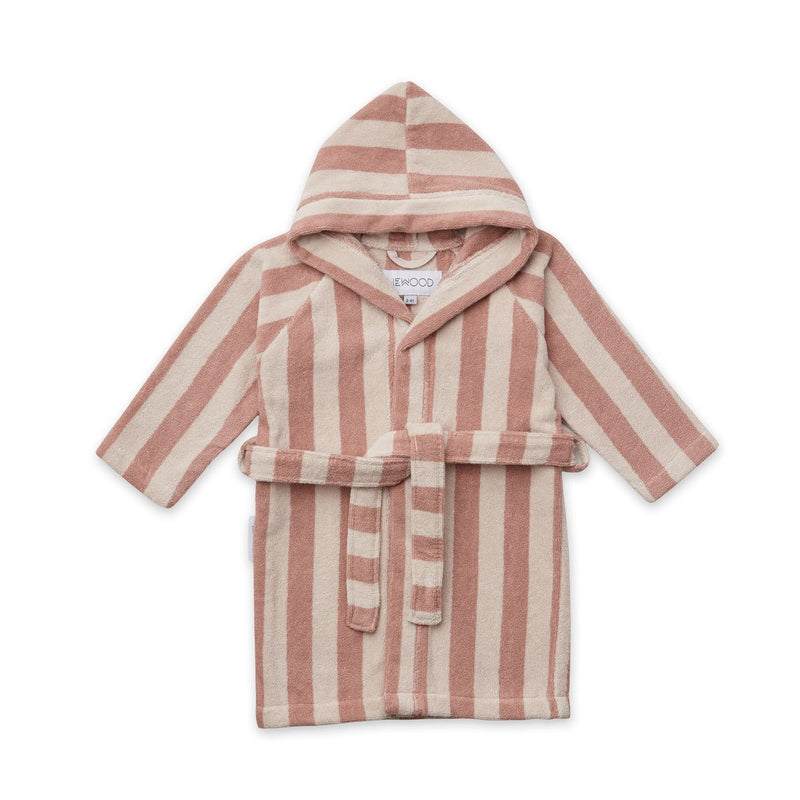 Reggie bathrobe pink/ecru stripes