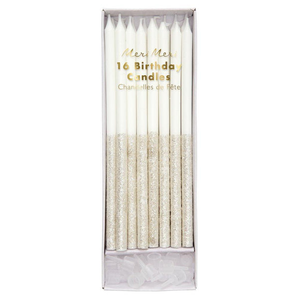 Silver glitter candles