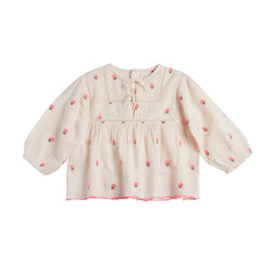 Top blouse Fleurs rose petal
