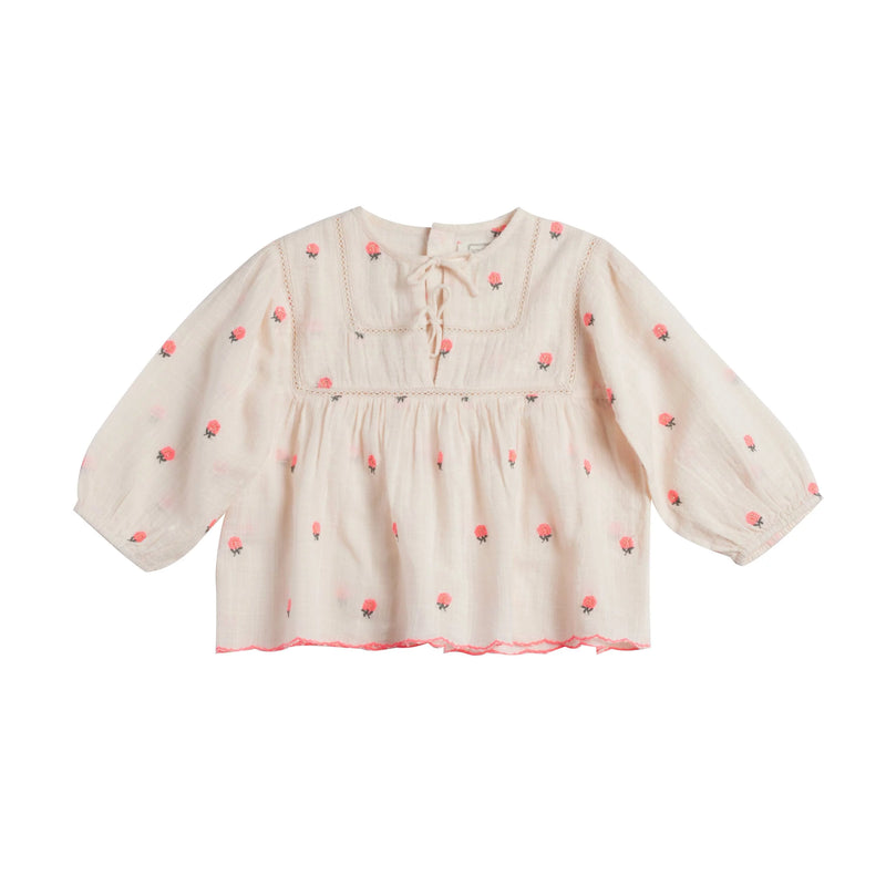 Top blouse Fleurs rose petal