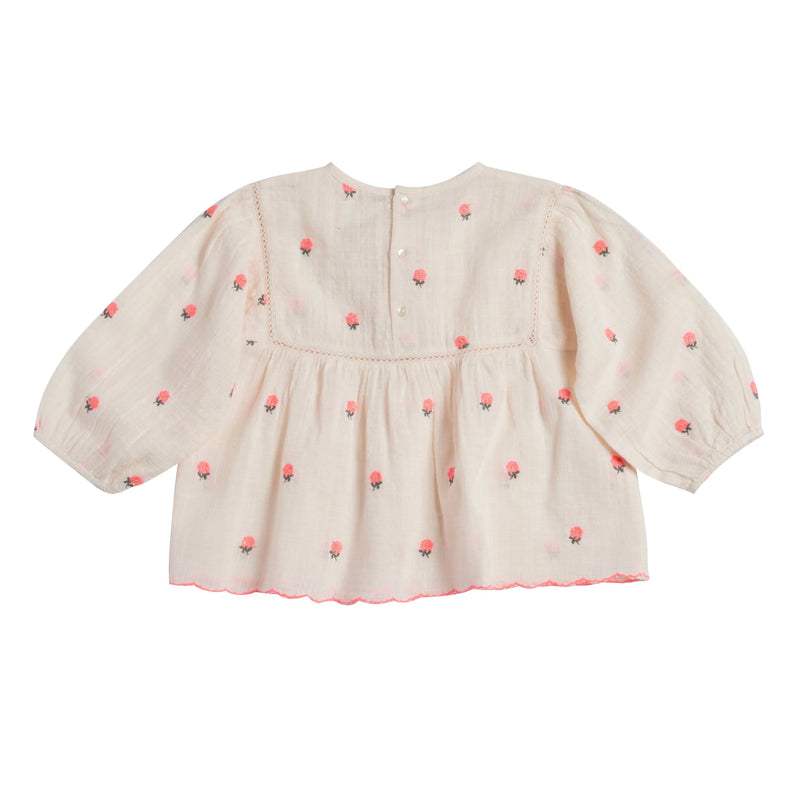Top blouse Fleurs rose petal