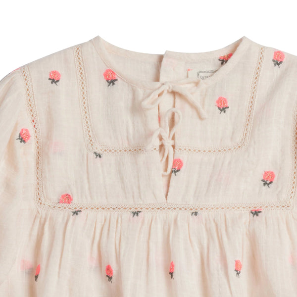 Top blouse Fleurs rose petal