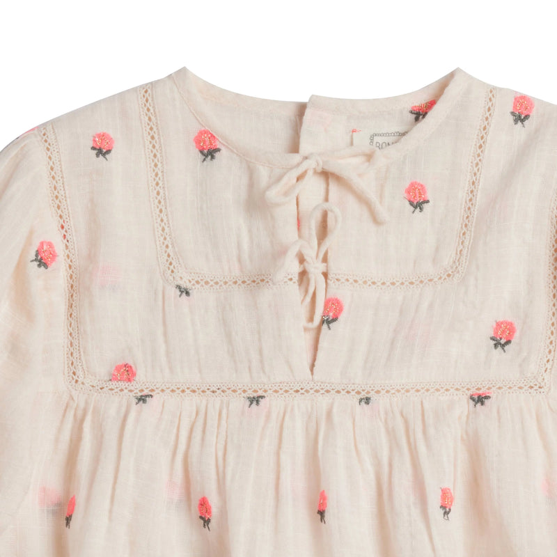 Top blouse Fleurs rose petal