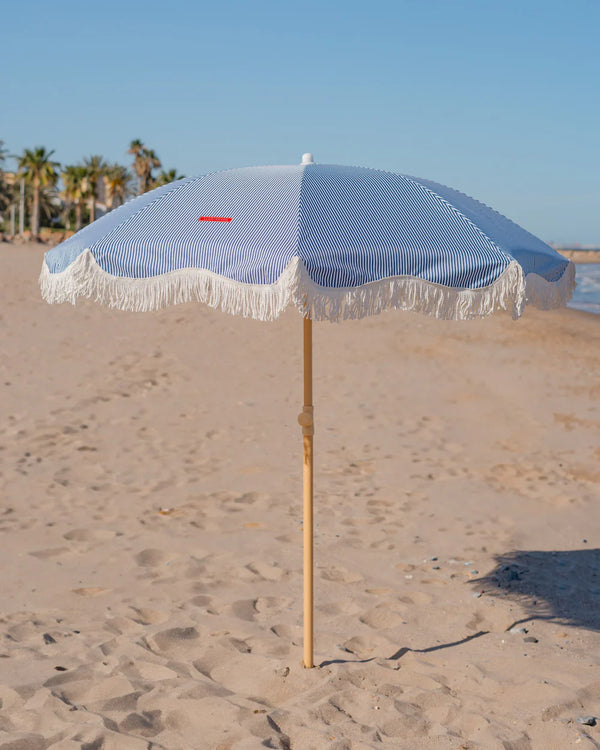 Parasol rayé bleu