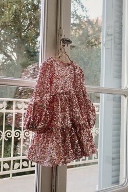 Robe de soirée rose Sequins