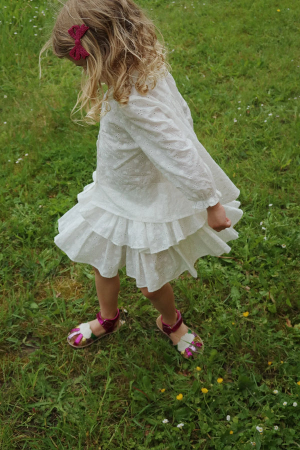 Jupe à smocks dentelle blanche