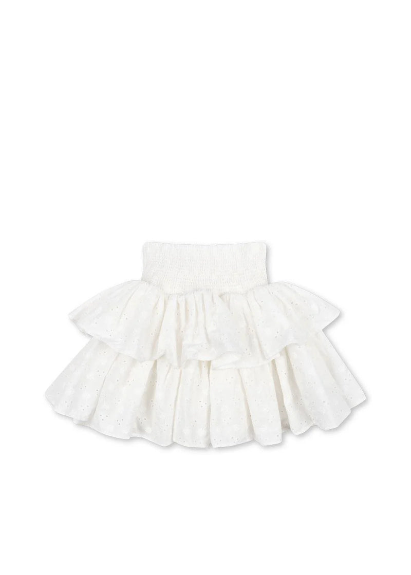 Jupe à smocks dentelle blanche