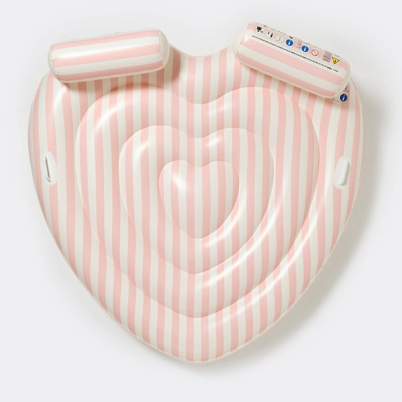 Matelas de piscine Coeur Rose stripe