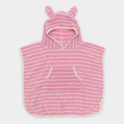Poncho de bain éponge rayures rose