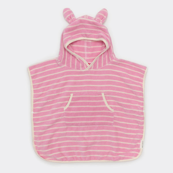 Poncho de bain éponge rayures rose
