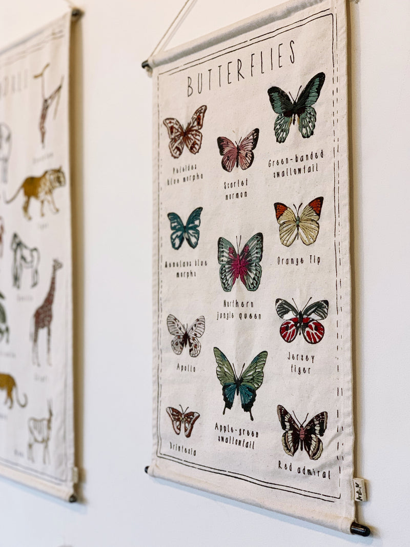 Poster d'écolier à broder " le monde des papillons"